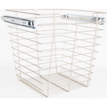 Satin Nickel Closet Pullout Basket With Slides 14Dx17Wx17H